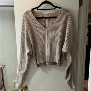 Urban outfitters Cozy V-Neck Knit Sweater - Beige